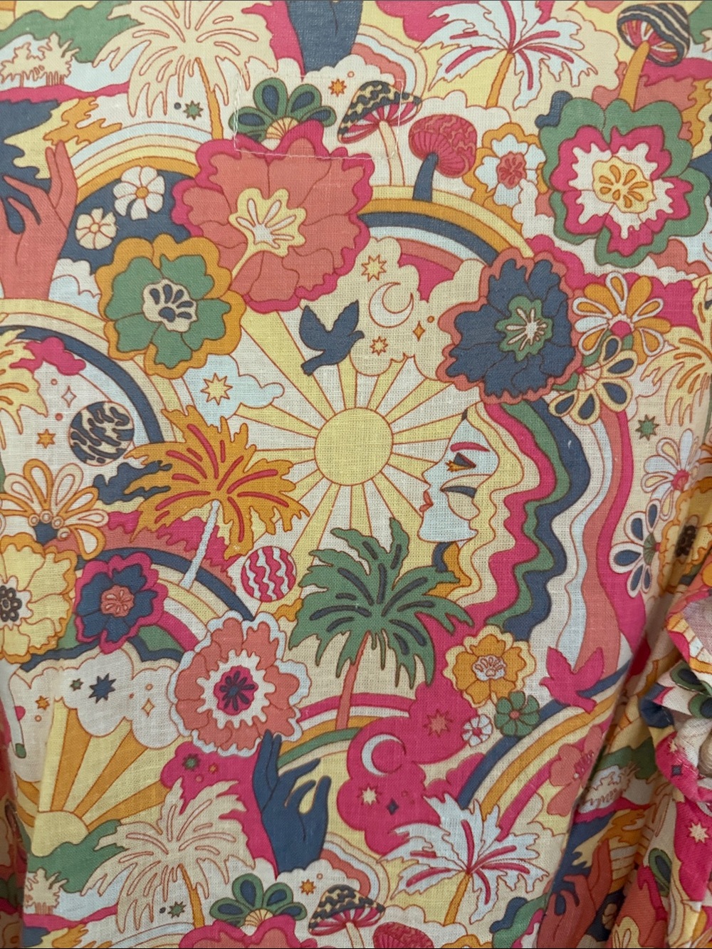 Marine Layer Pastel Floral Scoop-Neck Top — Pink, Yellow, Green, Blue - Picture 5 of 5